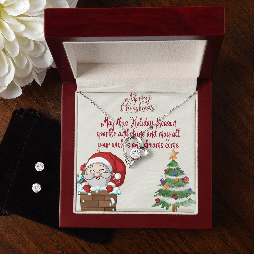 Forever Love Necklace & Earring Set – Merry Christmas Jewelry Gift | Holiday Accessories for Women by ShineOn Fulfillment
