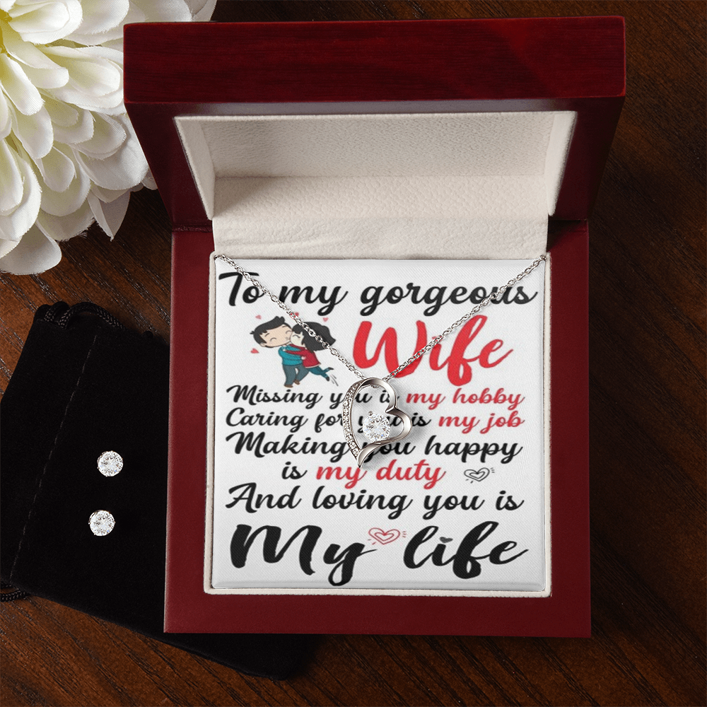 Forever Love Necklace & Earring Set To Wife ShineOn Fulfillment