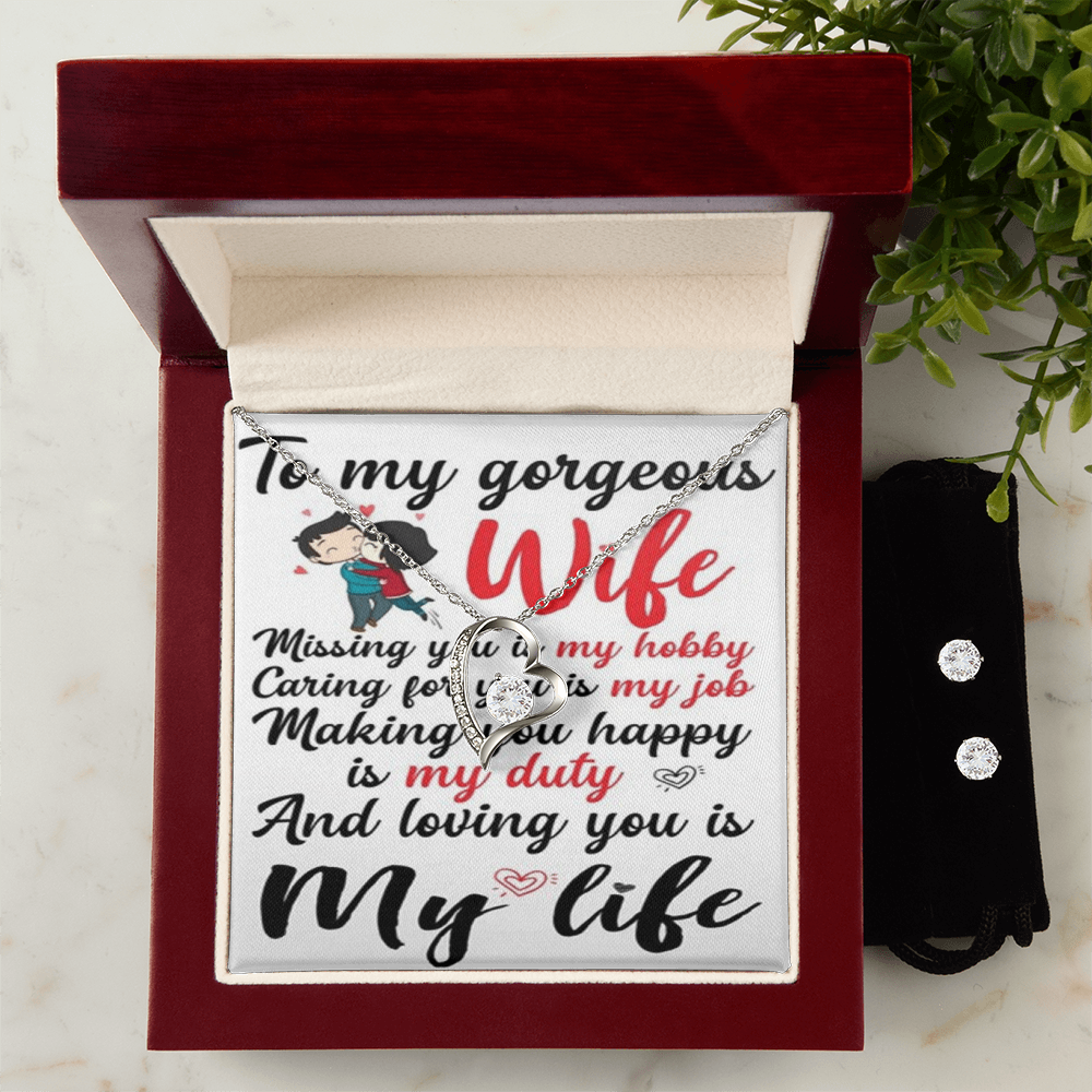 Forever Love Necklace & Earring Set To Wife ShineOn Fulfillment