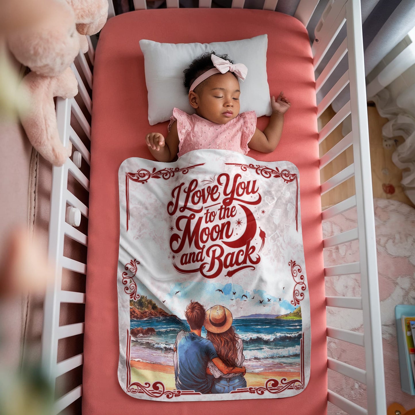 Sherpa Fleece Blanket Valentine's day gift  I love You to the Moon and back