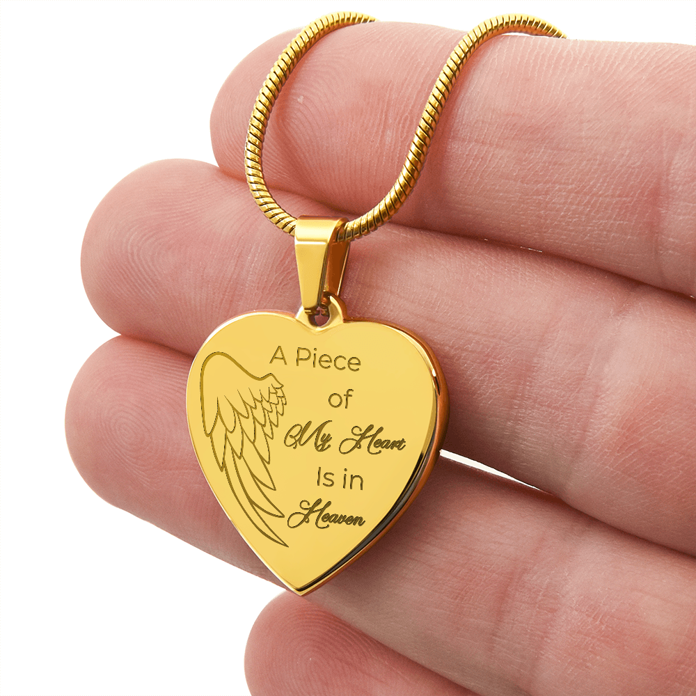 Personalized Engraved Heart Necklace A piece of my Heart is in Heaven