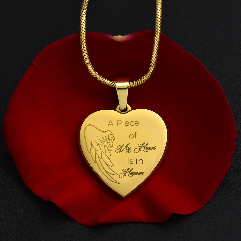 Personalized Engraved Heart Necklace A piece of my Heart is in Heaven