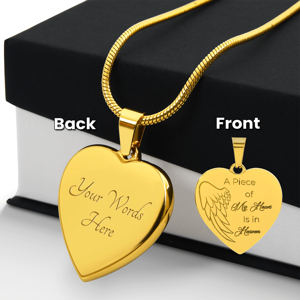 Personalized Engraved Heart Necklace A piece of my Heart is in Heaven