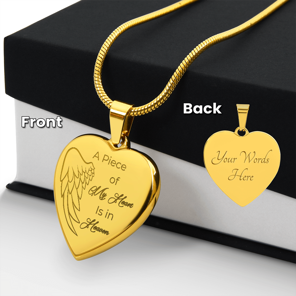 Personalized Engraved Heart Necklace A piece of my Heart is in Heaven
