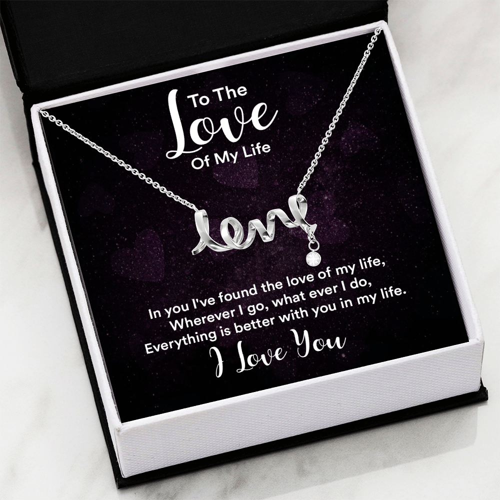 Scripted Love Heart Pendant Necklace ShineOn Fulfillment