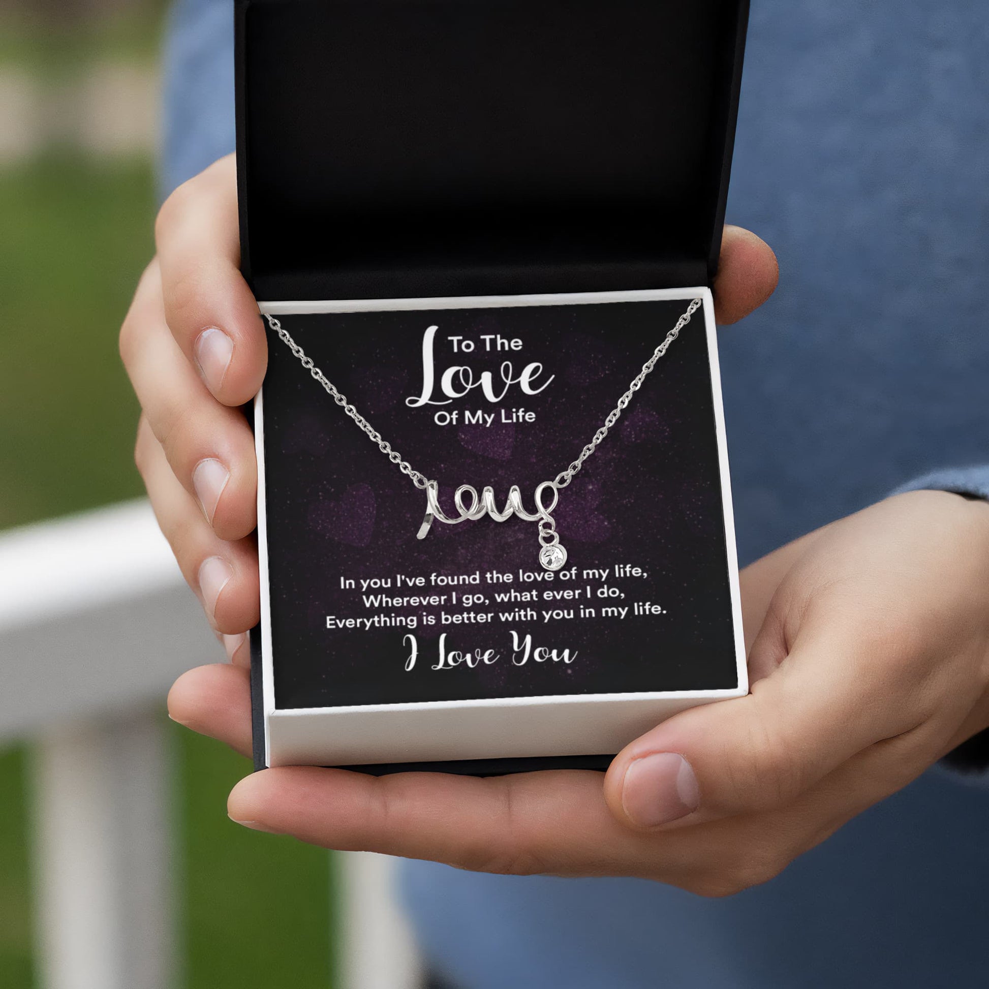 Scripted Love Heart Pendant Necklace ShineOn Fulfillment