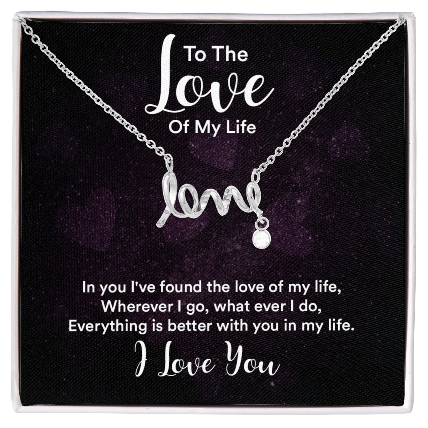 Scripted Love Heart Pendant Necklace ShineOn Fulfillment