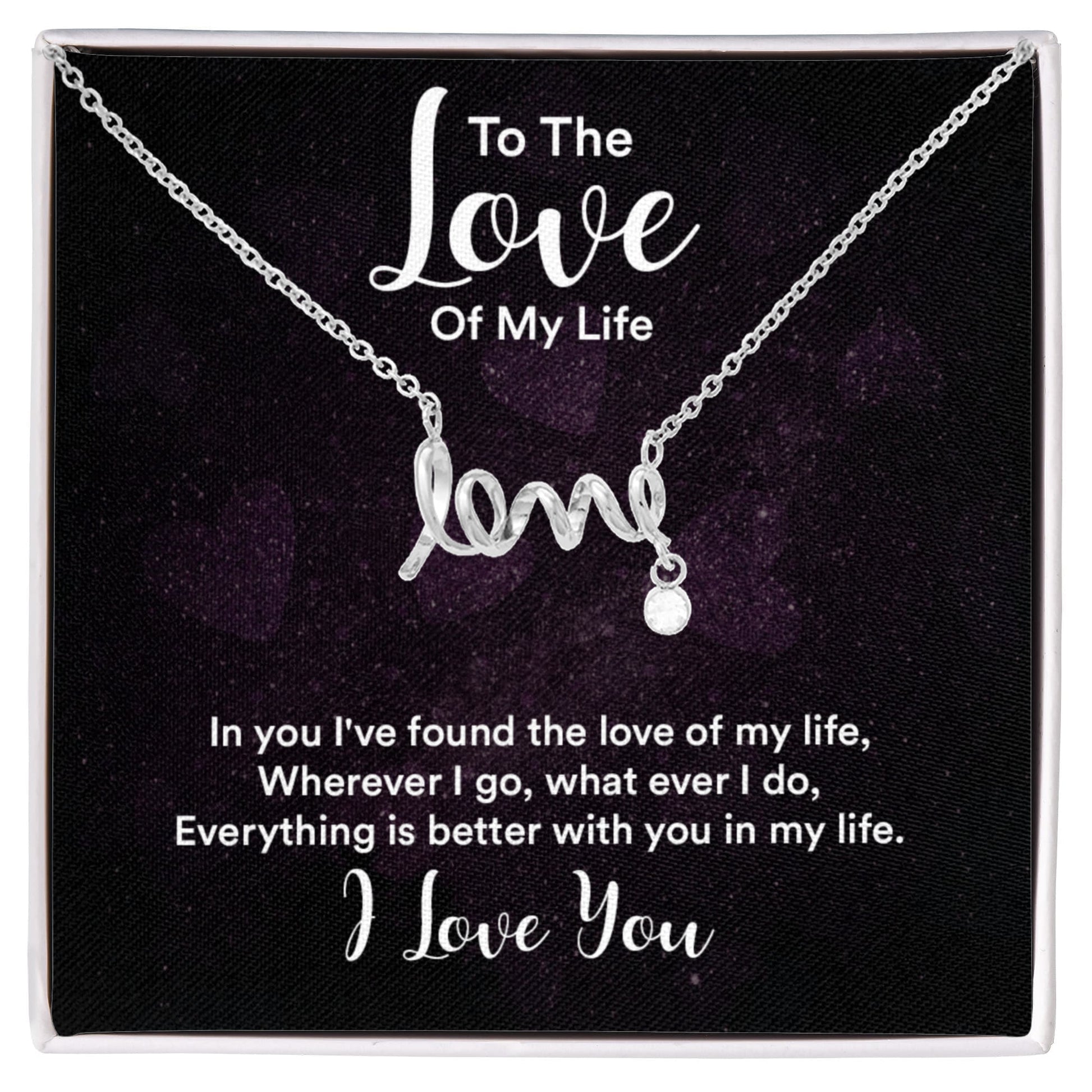 Scripted Love Heart Pendant Necklace ShineOn Fulfillment