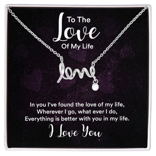 Scripted Love Heart Pendant Necklace ShineOn Fulfillment