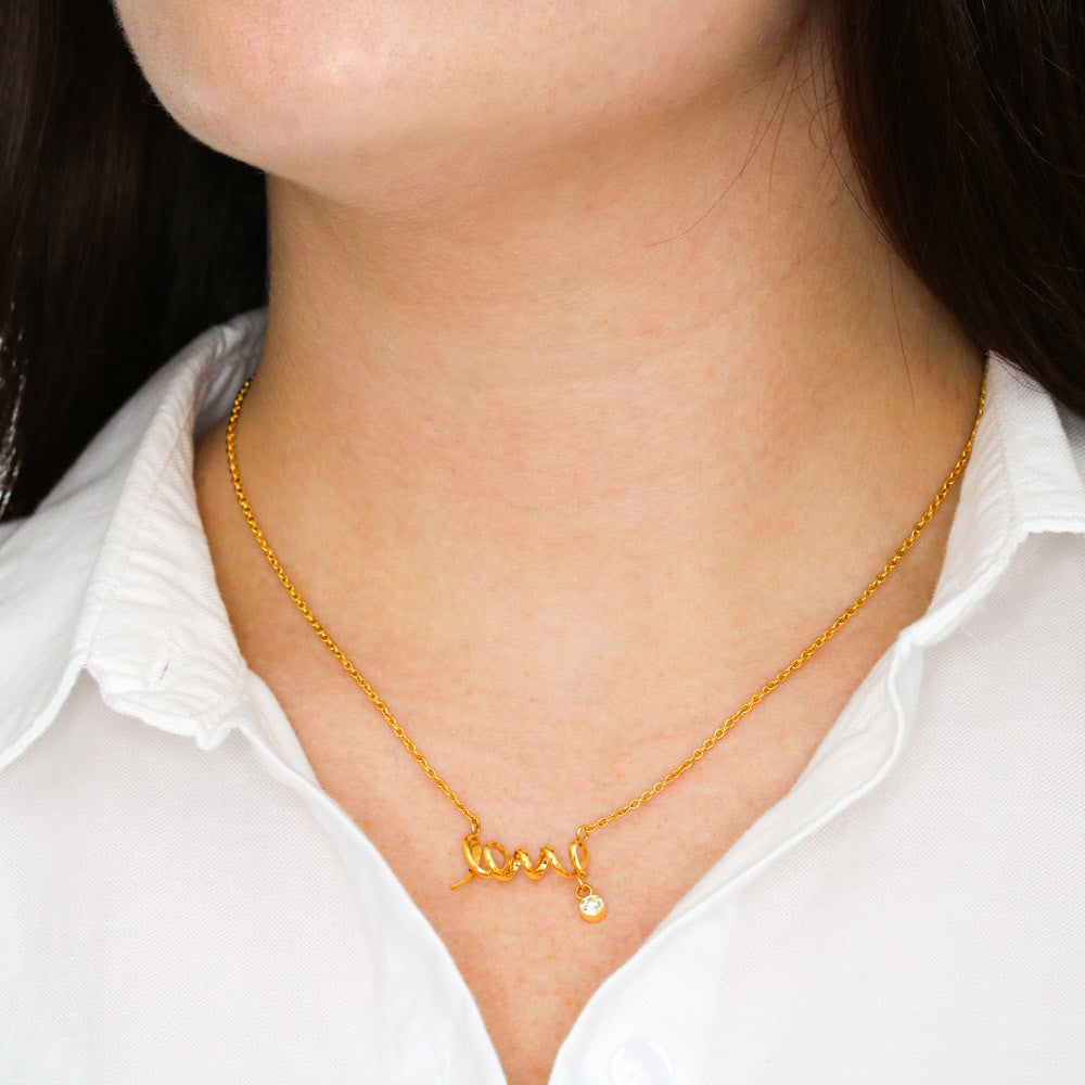Scripted Love Heart Pendant Necklace ShineOn Fulfillment