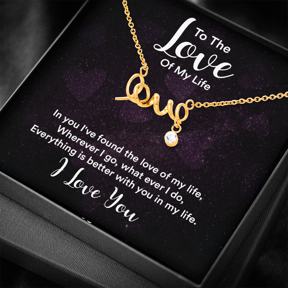 Scripted Love Heart Pendant Necklace ShineOn Fulfillment