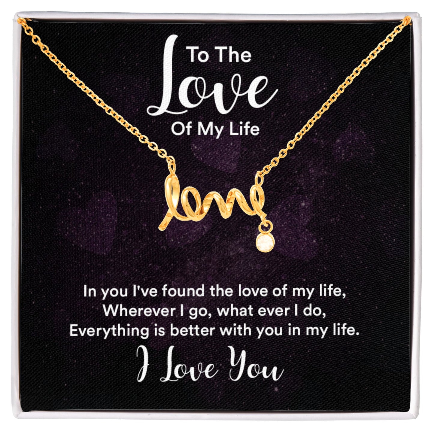 Scripted Love Heart Pendant Necklace ShineOn Fulfillment