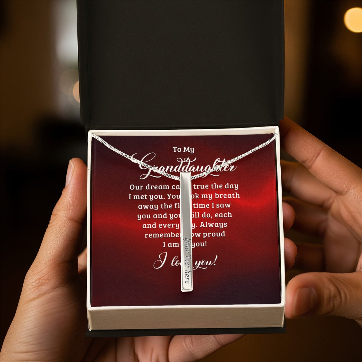 To My Granddaughter Engraved Stick Necklace ShineOn Fulfillment