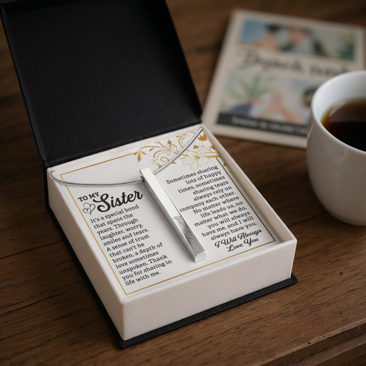 Engraved 4-Sided Stick Necklace To my Sister by ShineOn Fulfillment