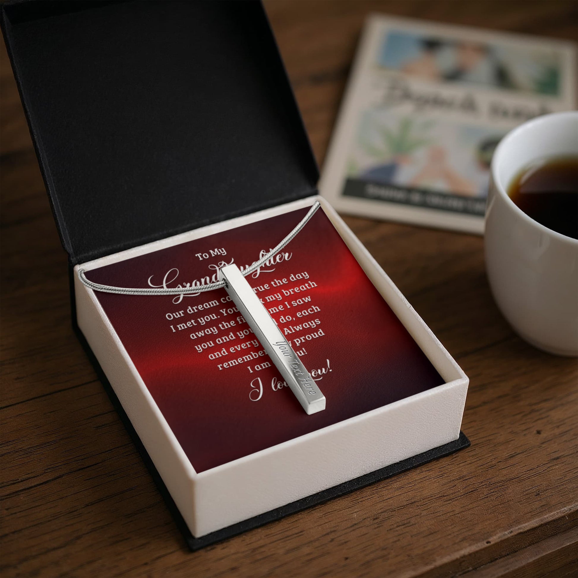 To My Granddaughter Engraved Stick Necklace ShineOn Fulfillment