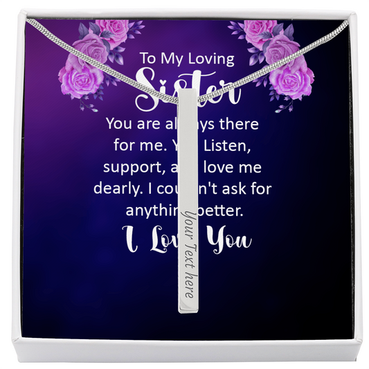 To My Sister 4-Sided Engraved Stick Necklace ShineOn Fulfillment