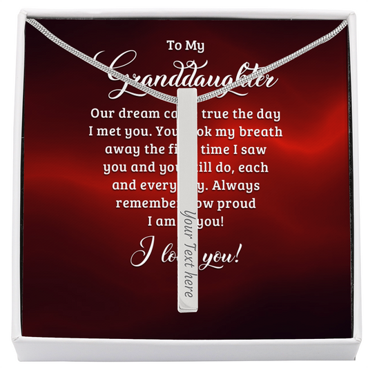 To My Granddaughter Engraved Stick Necklace ShineOn Fulfillment