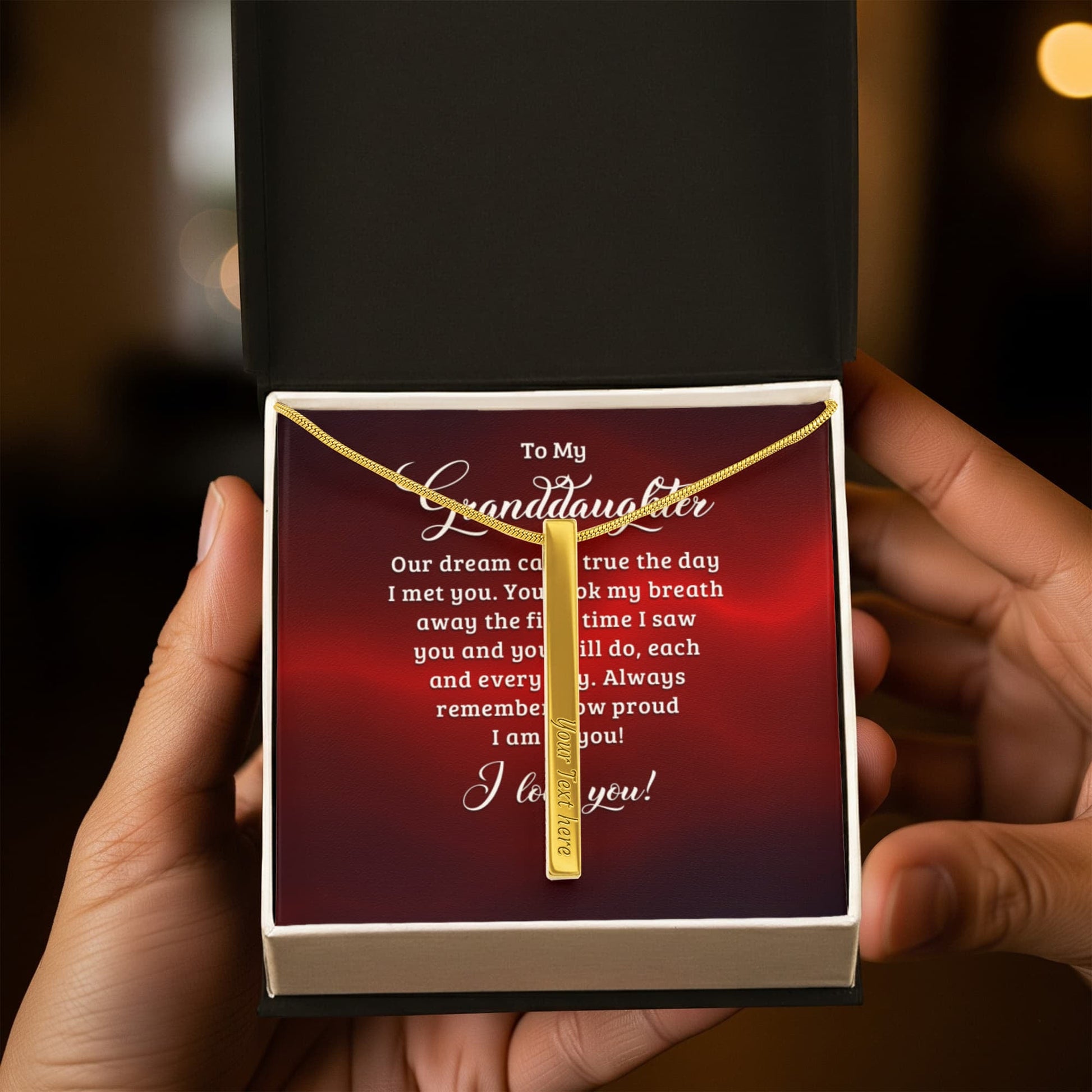 To My Granddaughter Engraved Stick Necklace ShineOn Fulfillment