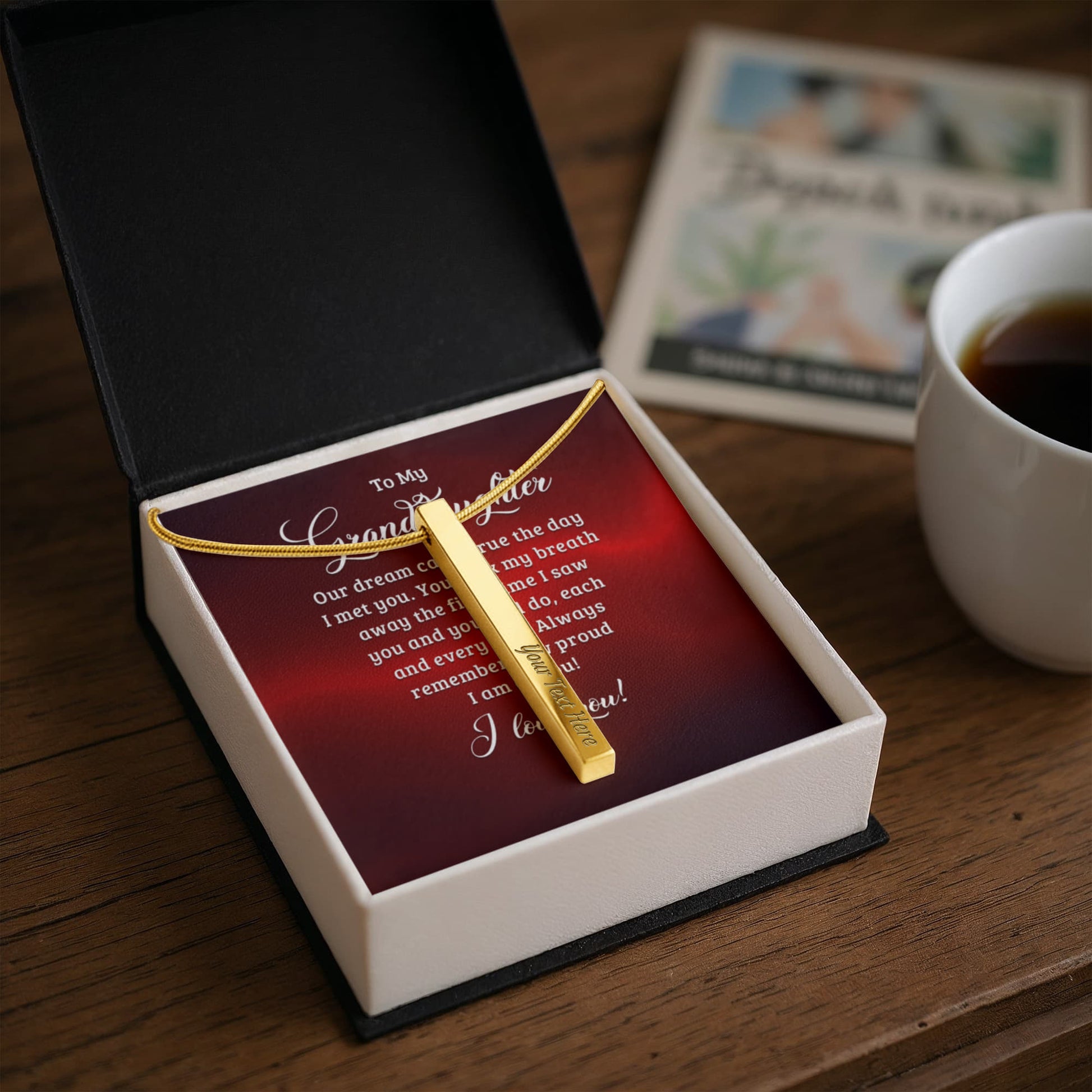 To My Granddaughter Engraved Stick Necklace ShineOn Fulfillment