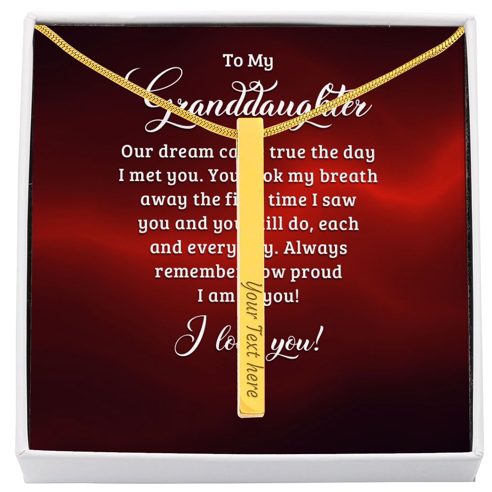 To My Granddaughter Engraved Stick Necklace ShineOn Fulfillment