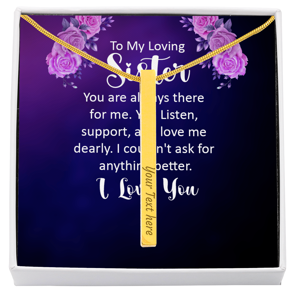 To My Sister 4-Sided Engraved Stick Necklace ShineOn Fulfillment