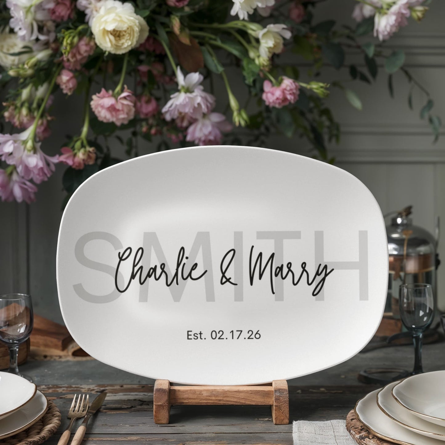 Personalized Couple Name Anniversary Platter ShineOn Fulfillment