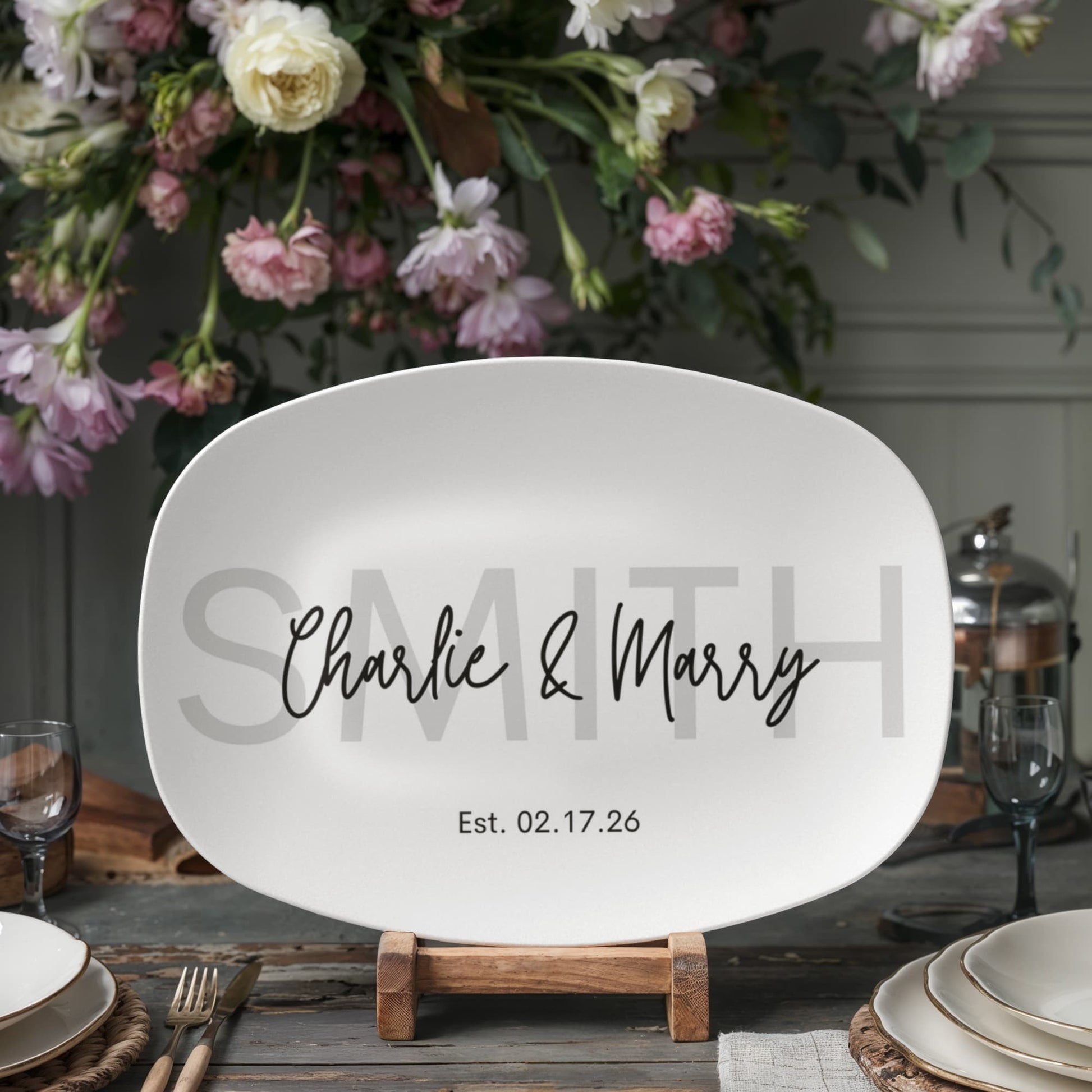 Personalized Couple Name Anniversary Platter ShineOn Fulfillment