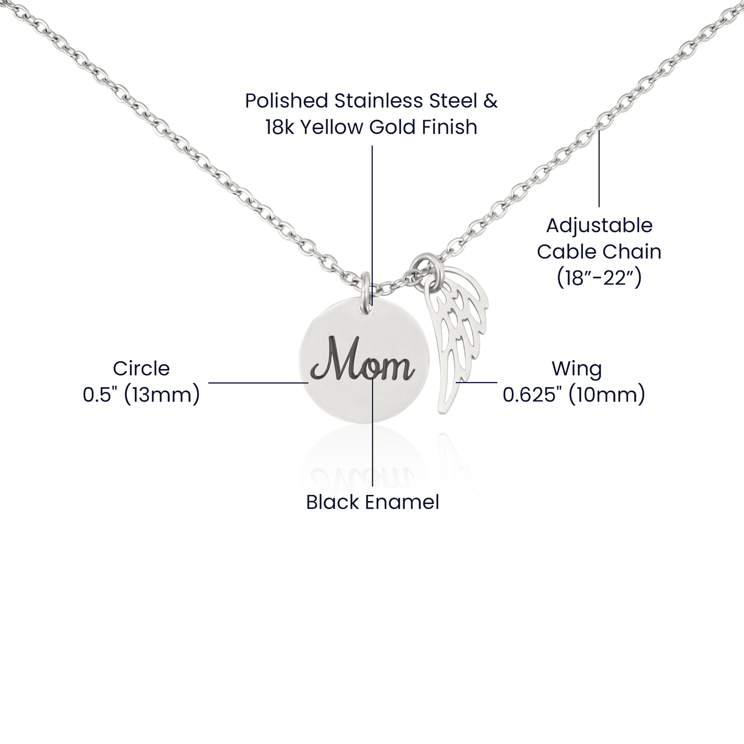Memorial Necklace – Mom  Remembrance Necklace  Angel Wing Charm