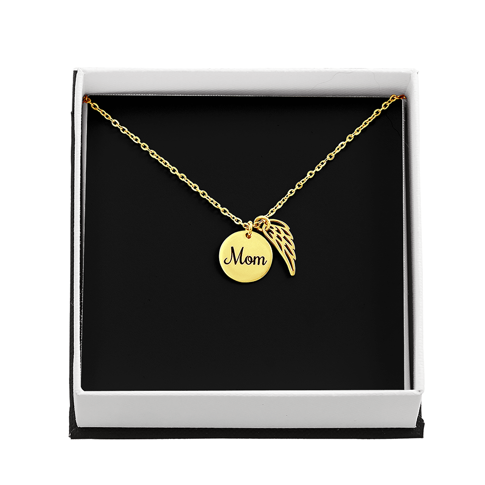 Memorial Necklace – Mom  Remembrance Necklace  Angel Wing Charm