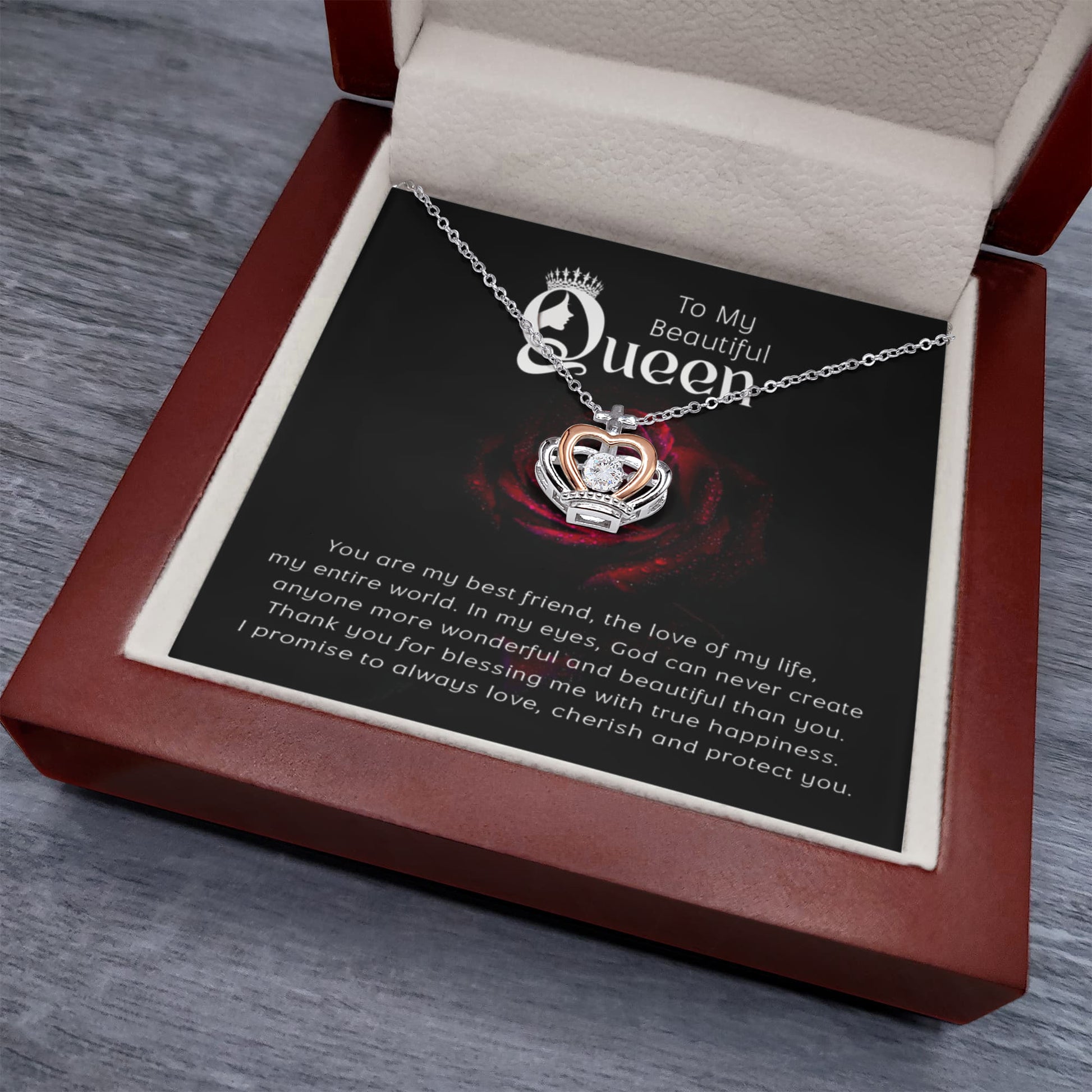 Crown Pendant Necklace To my Queen ShineOn Fulfillment
