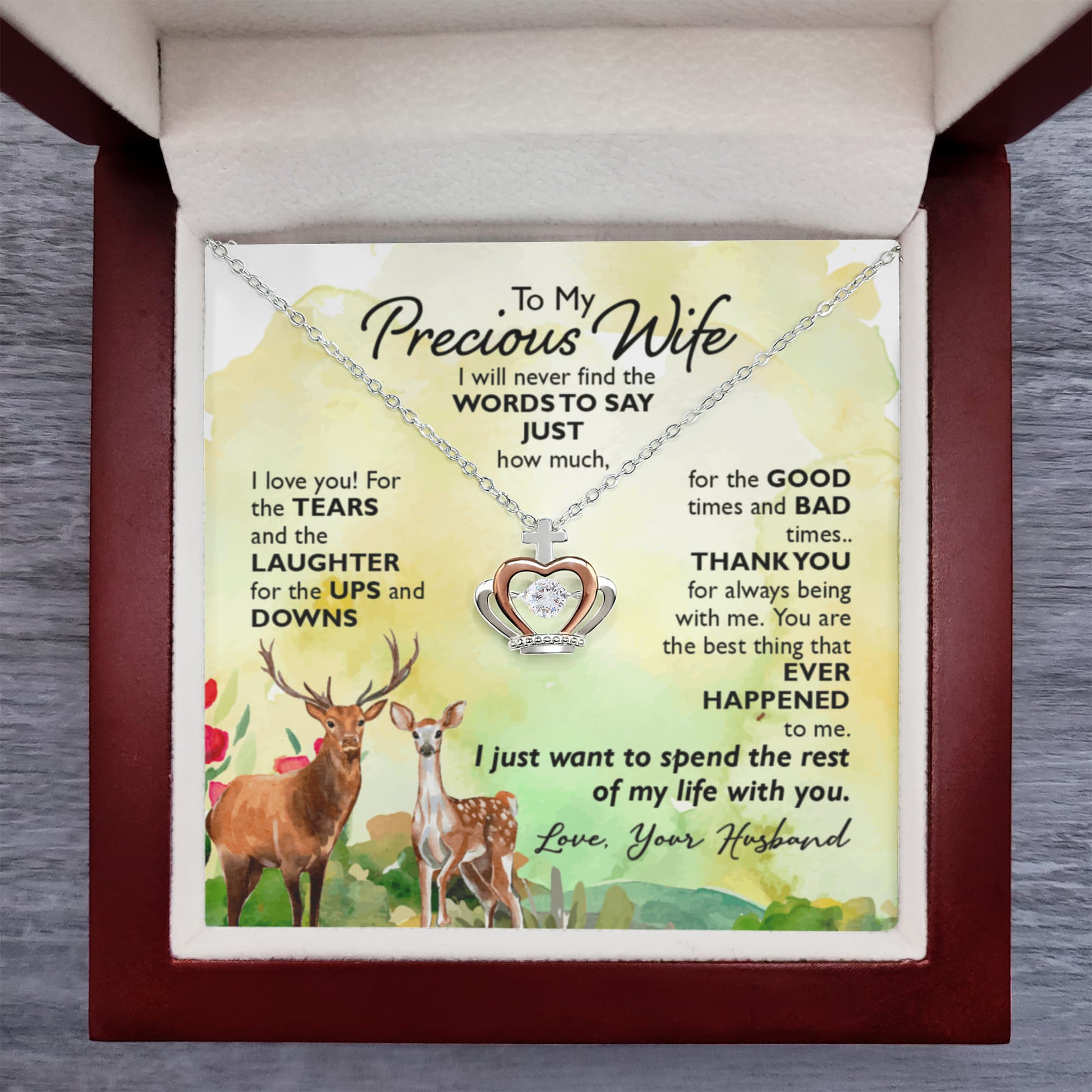 Crown Pendant Necklace To my precious Wife by ShineOn Fulfillment