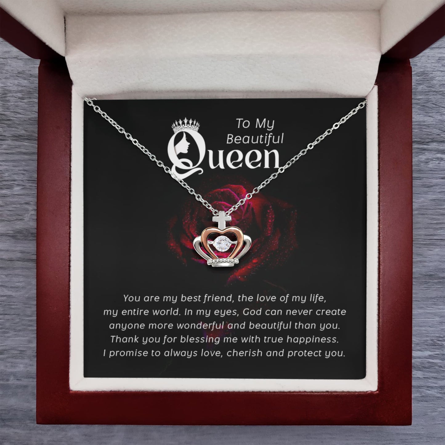 To My Queen Crown Pendant Necklace ShineOn Fulfillment