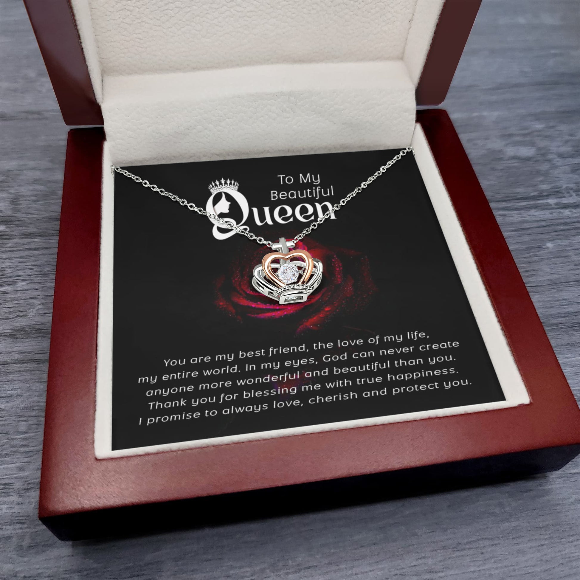 To My Queen Crown Pendant Necklace ShineOn Fulfillment