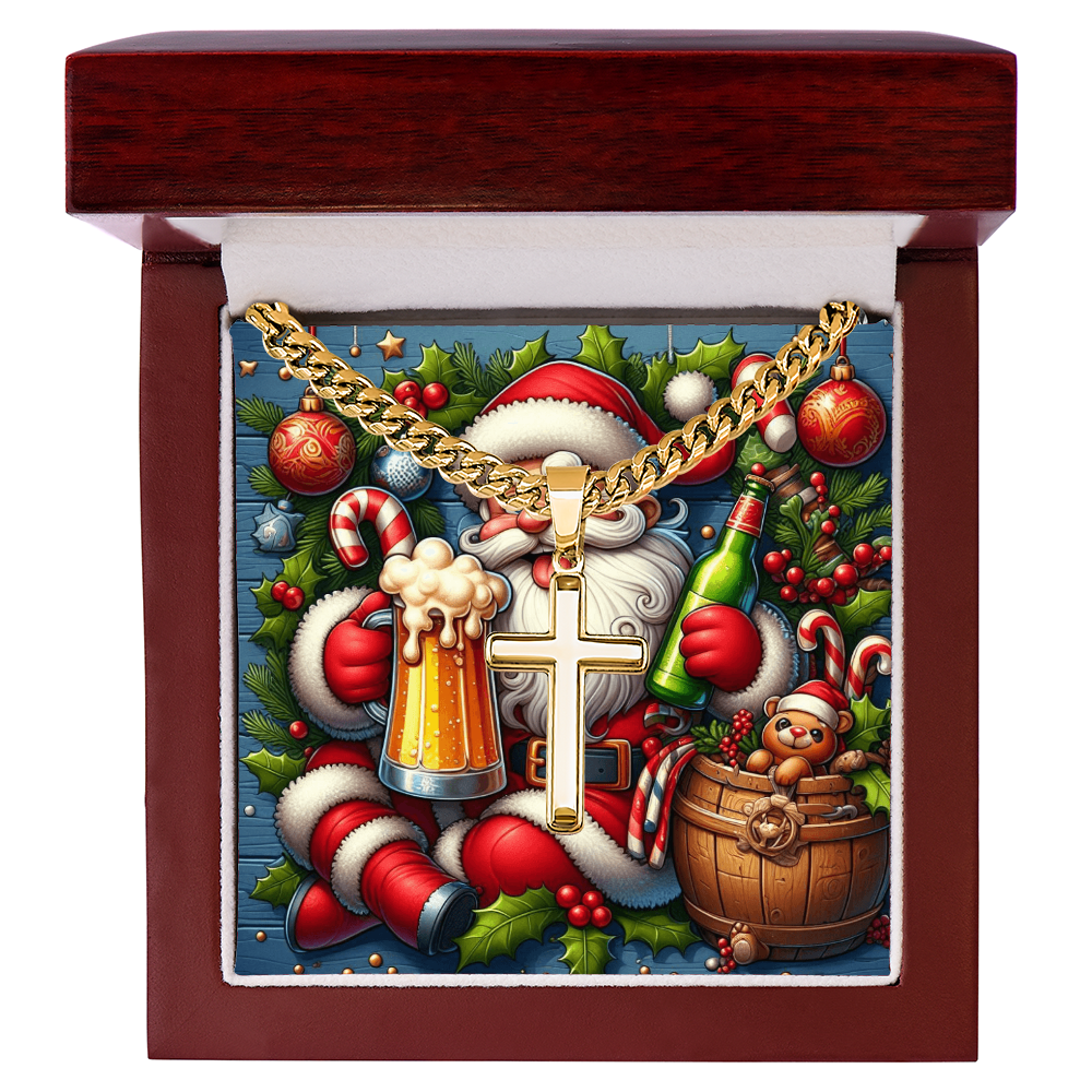 Artisan Cross with Cuban Link Chain Merry Christmas by ShineOn Fulfillment