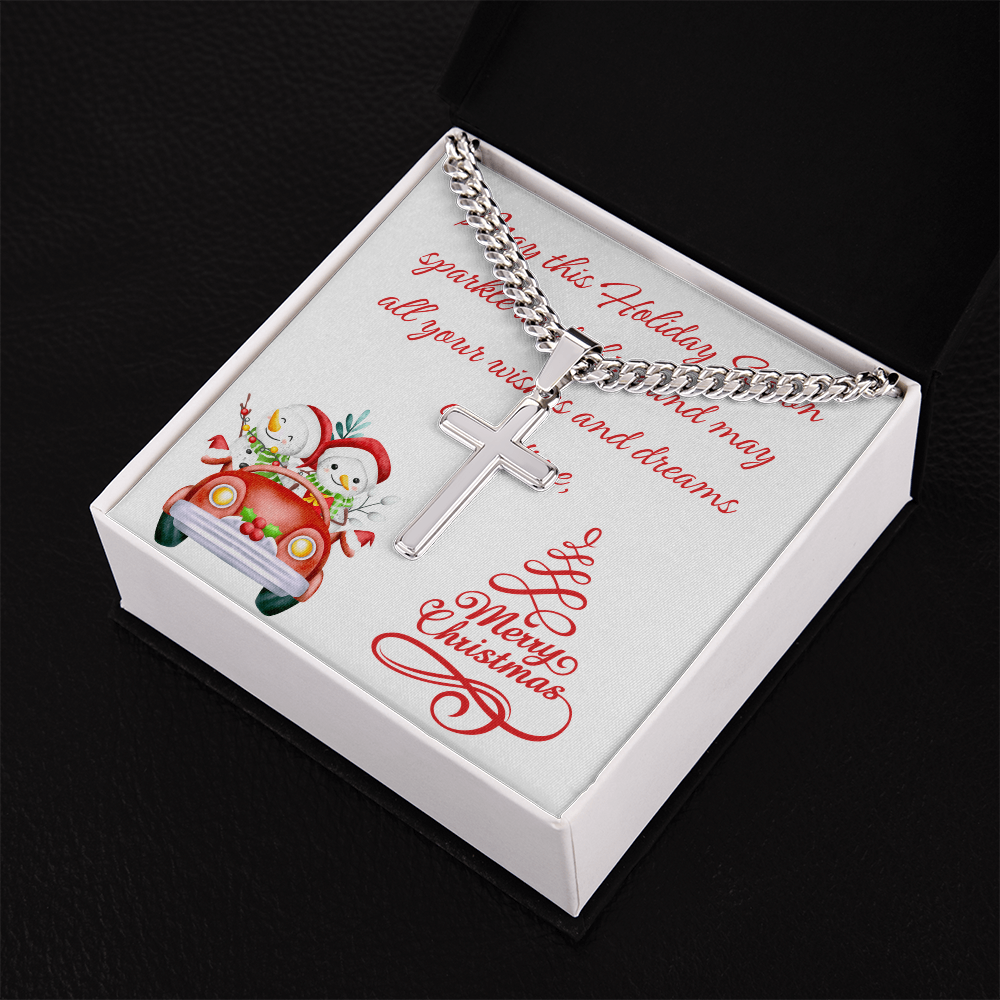 Personalized Cross with Cuban Link Chain Christmas gift for Men by ShineOn Fulfillment