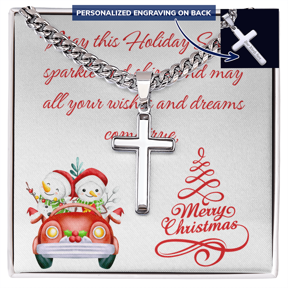 Personalized Cross with Cuban Link Chain Christmas gift for Men by ShineOn Fulfillment