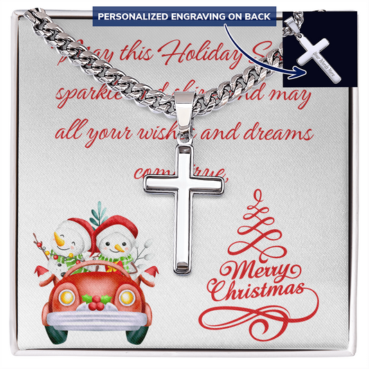 Personalized Cross with Cuban Link Chain Christmas gift for Men by ShineOn Fulfillment