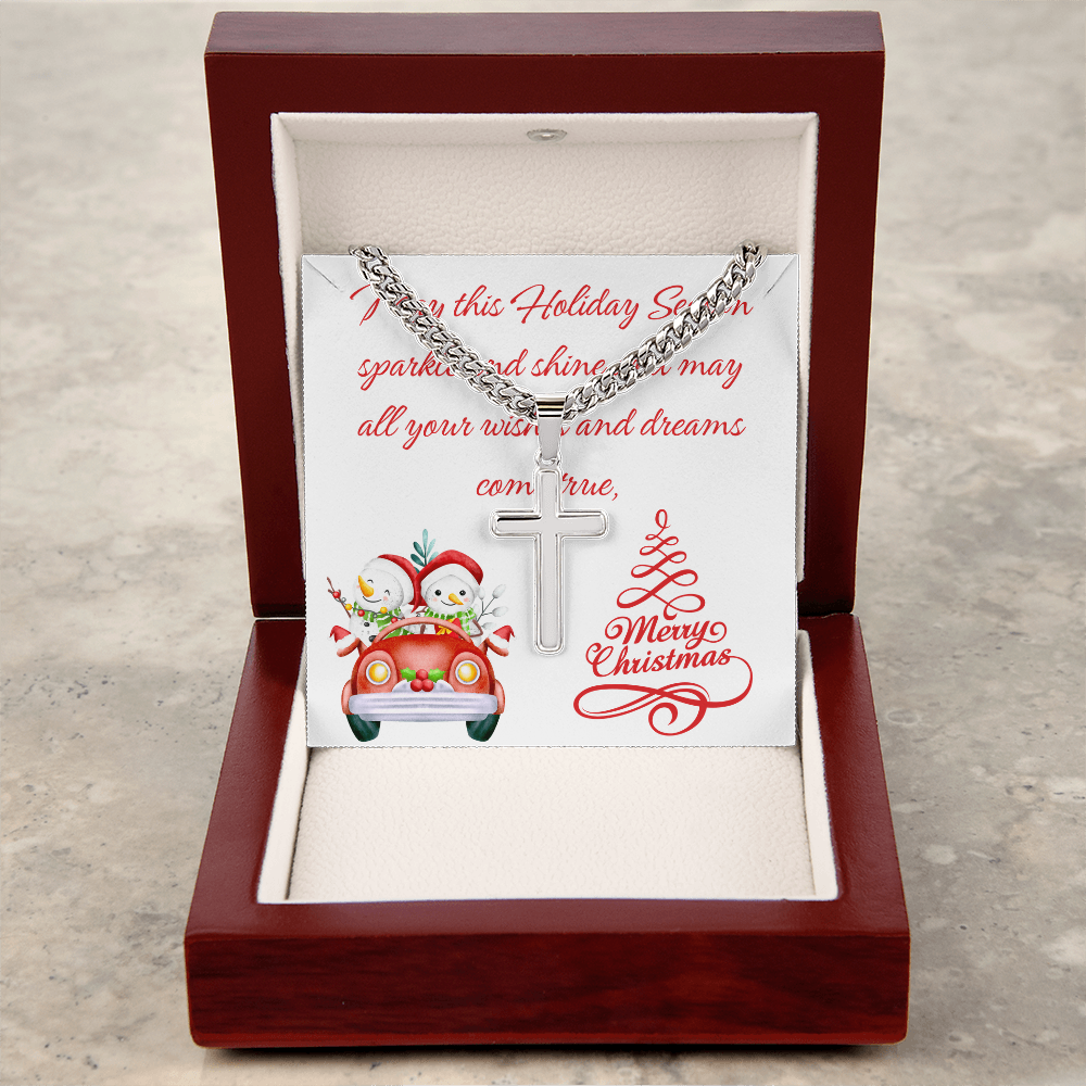 Personalized Cross with Cuban Link Chain Christmas gift for Men by ShineOn Fulfillment