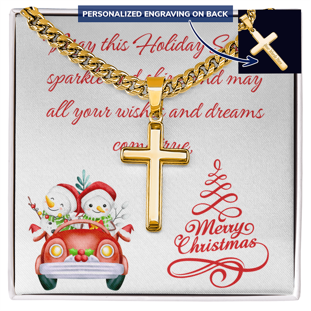 Personalized Cross with Cuban Link Chain Christmas gift for Men by ShineOn Fulfillment