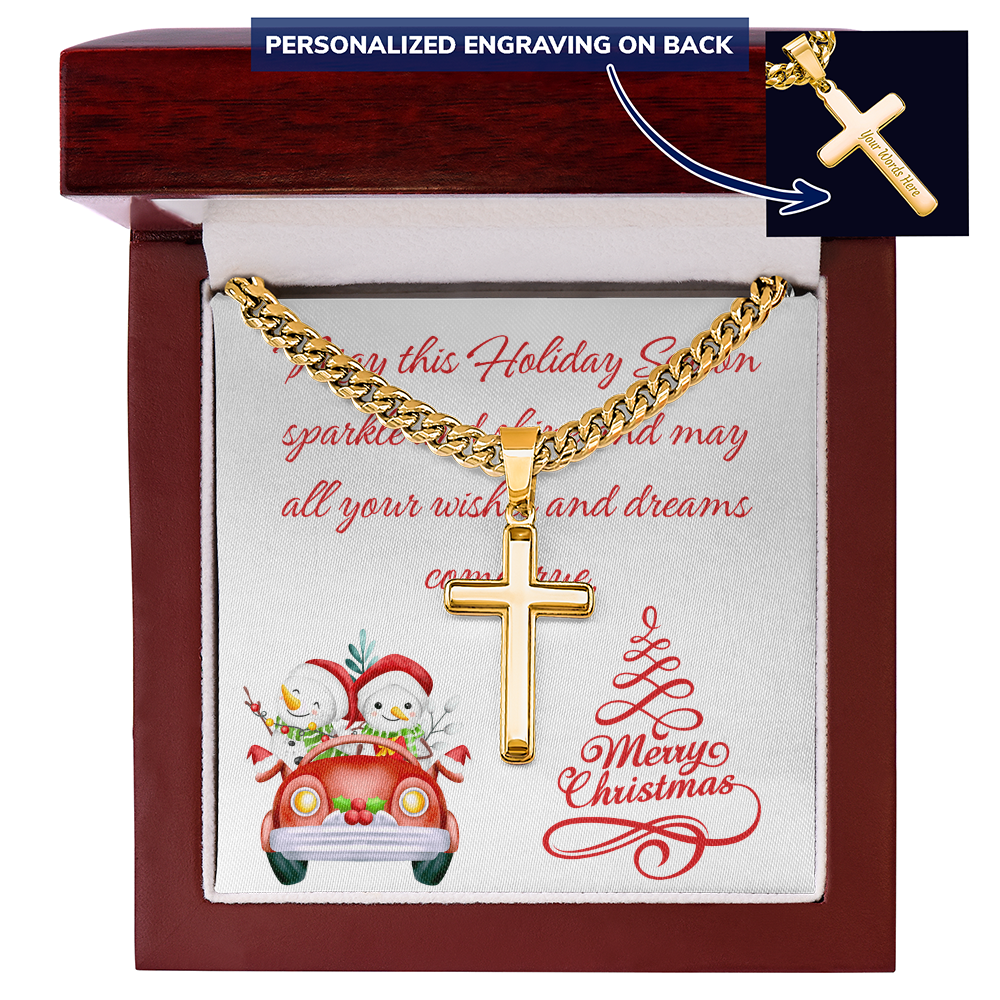 Personalized Cross with Cuban Link Chain Christmas gift for Men by ShineOn Fulfillment