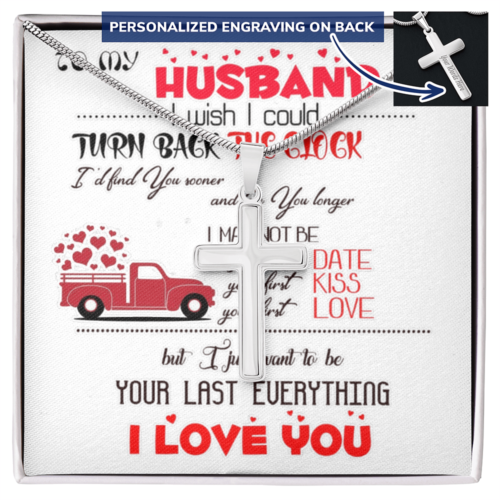 Personalized Cross Necklace with Snake Chain To my Husband