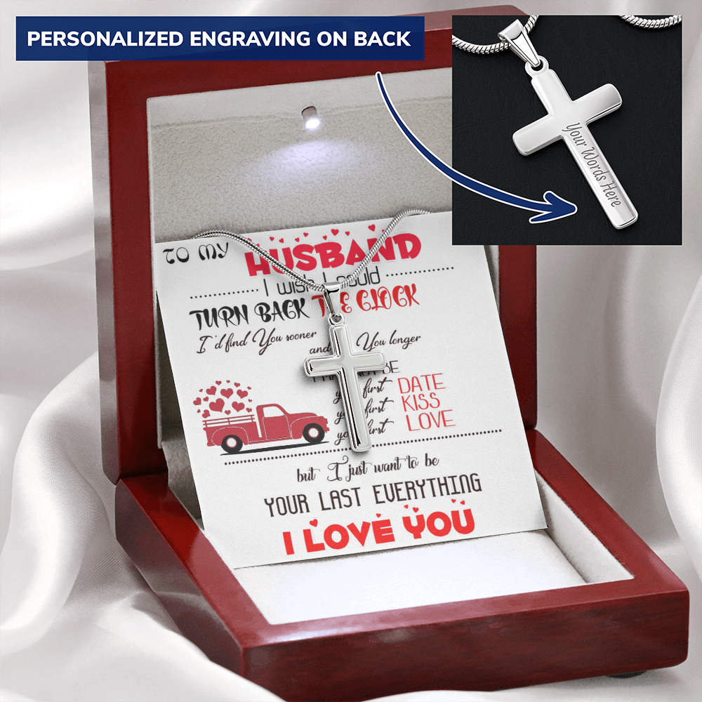 Personalized Cross Necklace with Snake Chain Gift to Husband by ShineOn Fulfillment