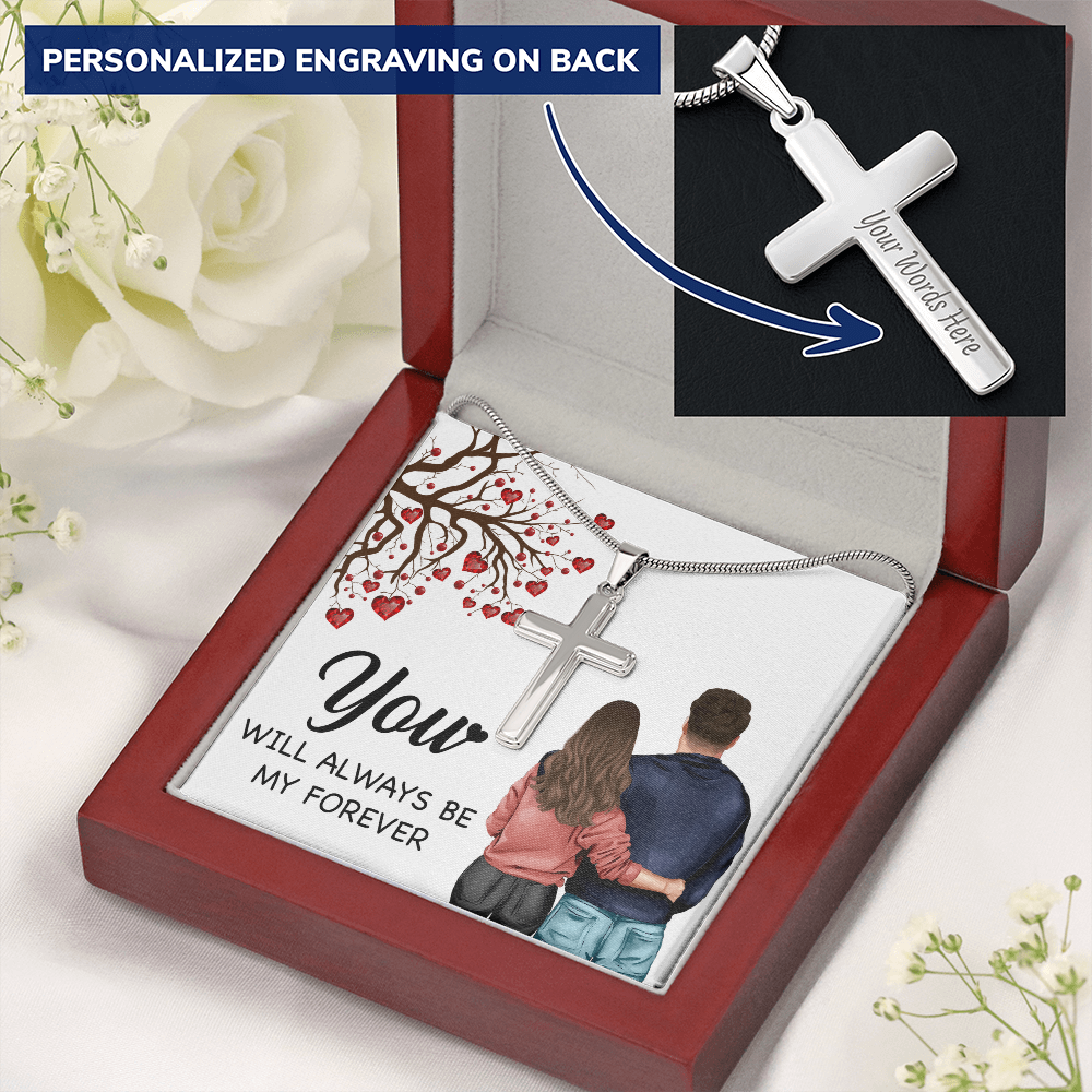 Personalized Cross Necklace with Snake Chain You will always be my forever by ShineOn Fulfillment