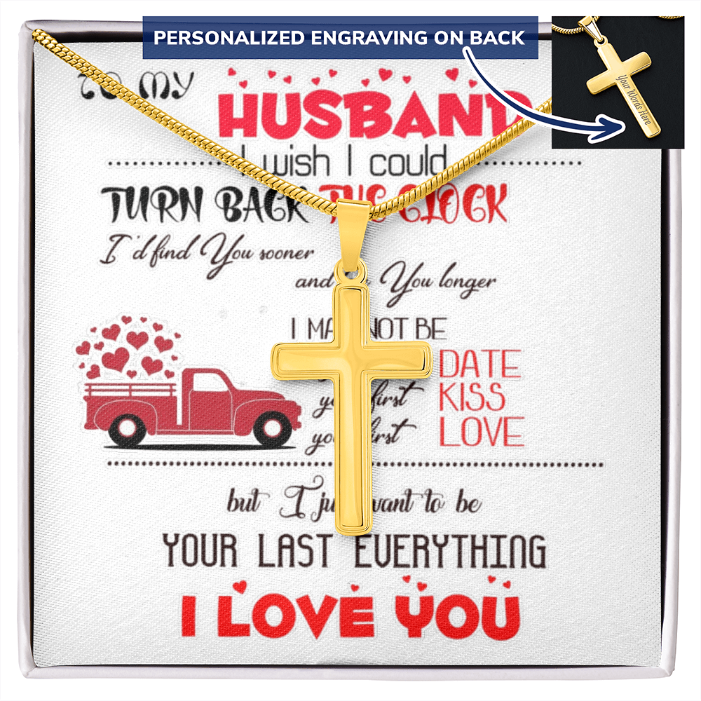 Personalized Cross Necklace with Snake Chain To my Husband