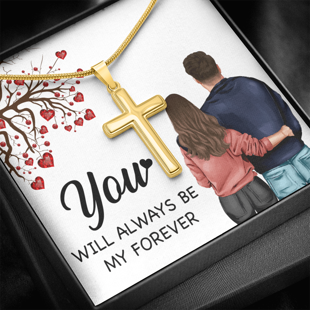 Personalized Cross Necklace with Snake Chain You will always be my forever by ShineOn Fulfillment