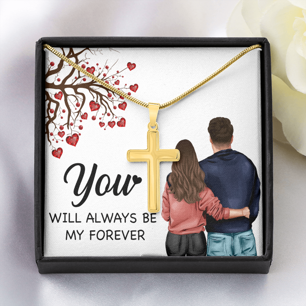 Personalized Cross Necklace with Snake Chain You will always be my forever by ShineOn Fulfillment