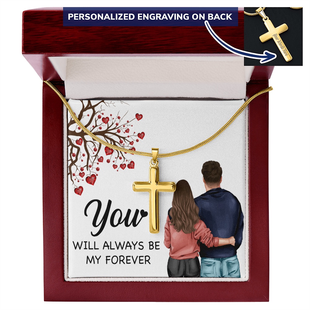 Personalized Cross Necklace with Snake Chain You will always be my forever by ShineOn Fulfillment