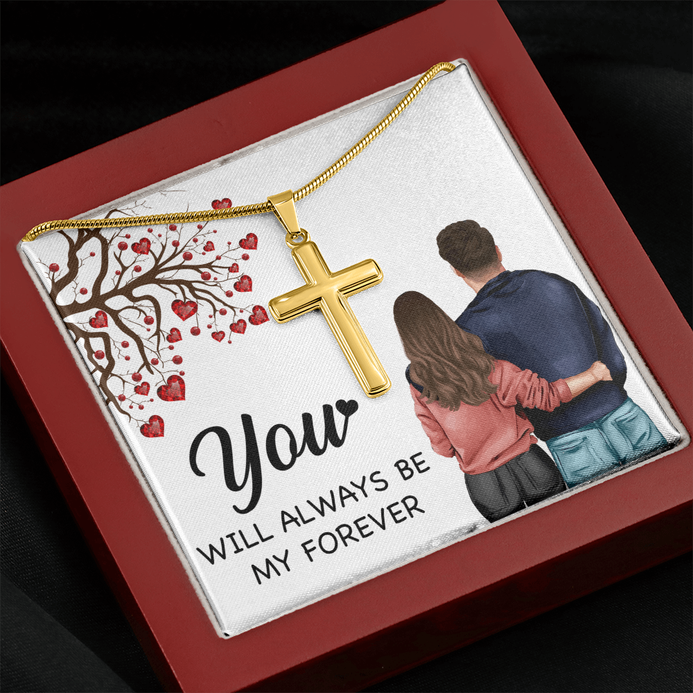 Personalized Cross Necklace with Snake Chain You will always be my forever by ShineOn Fulfillment