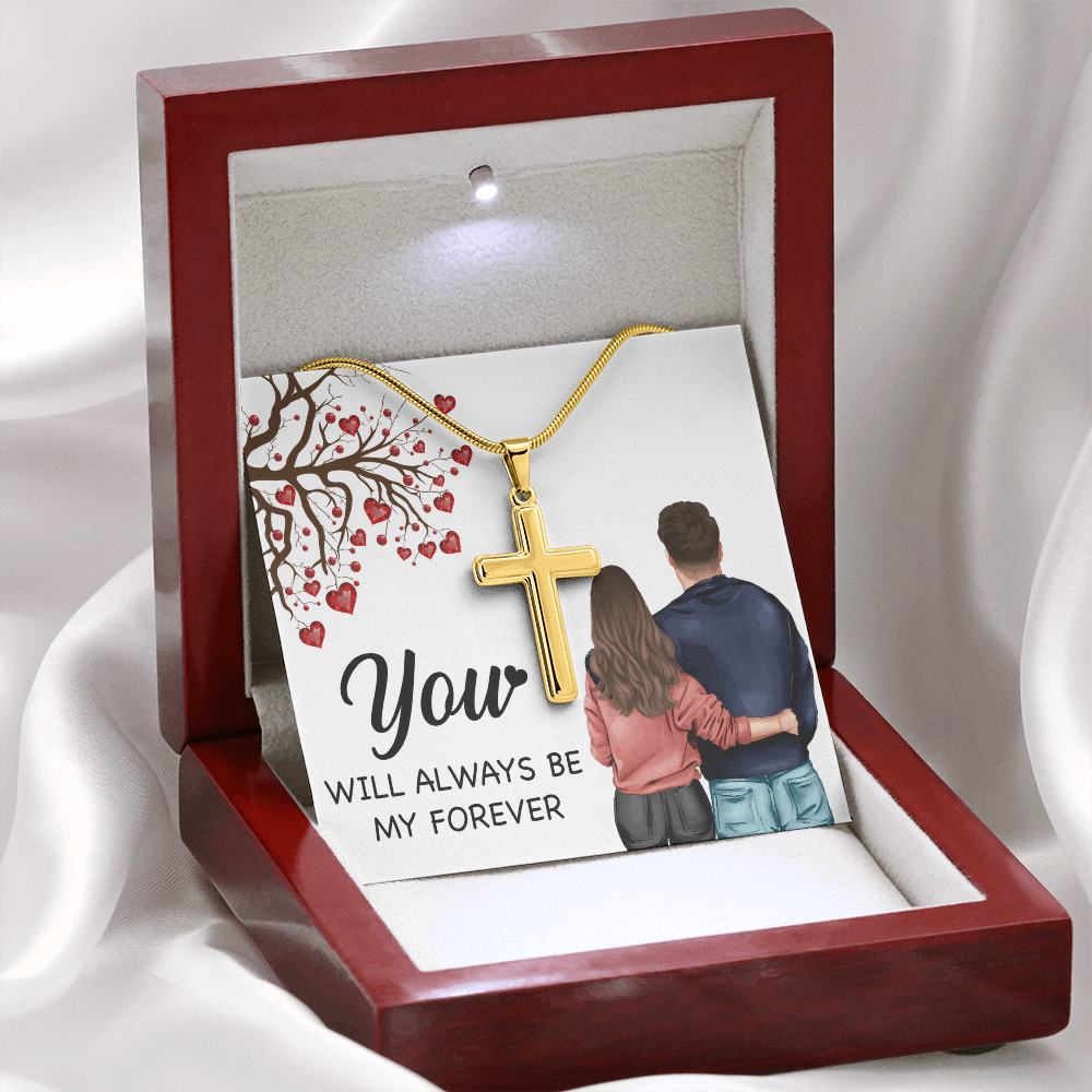 Personalized Cross Necklace with Snake Chain You will always be my forever by ShineOn Fulfillment