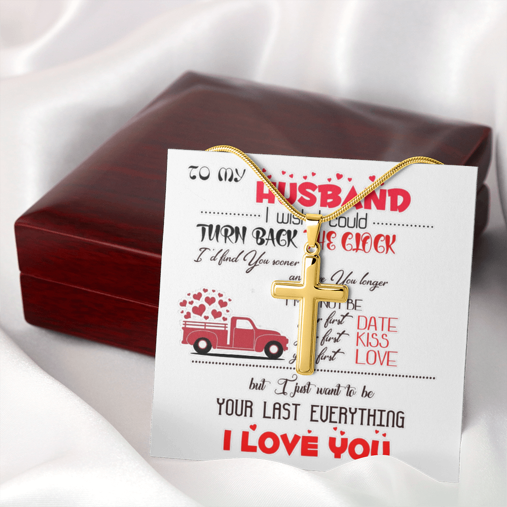 Personalized Cross Necklace with Snake Chain To my Husband